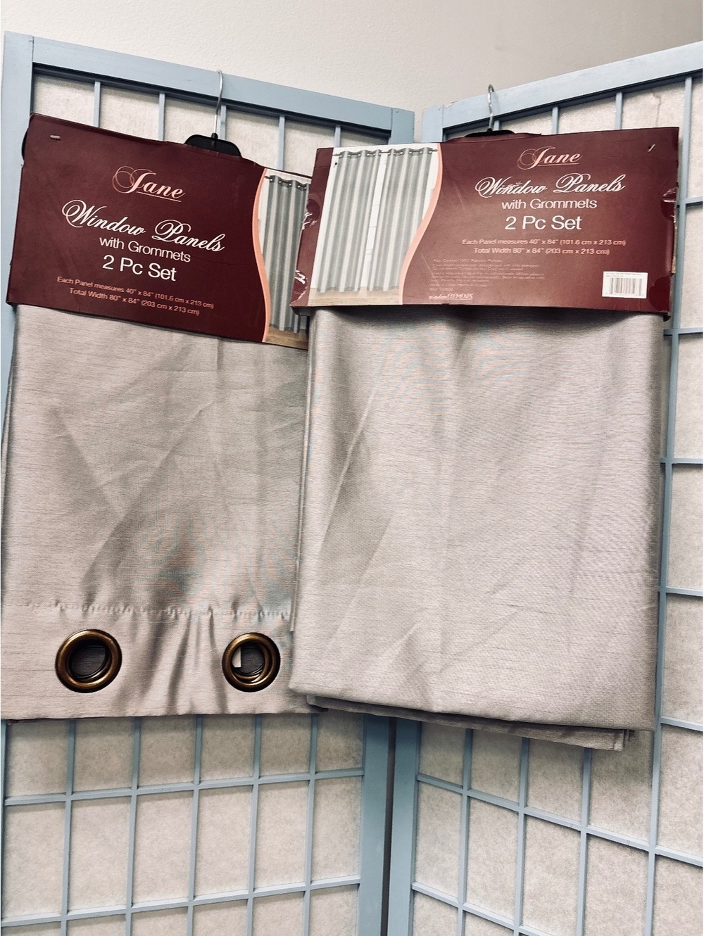 Jane Window Light Gray Panels with Grommets 2 Pc Set Total 4